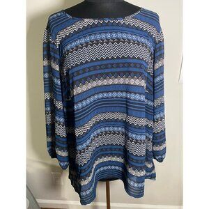 Heartsoul Plus Blue Patterned Women's Top